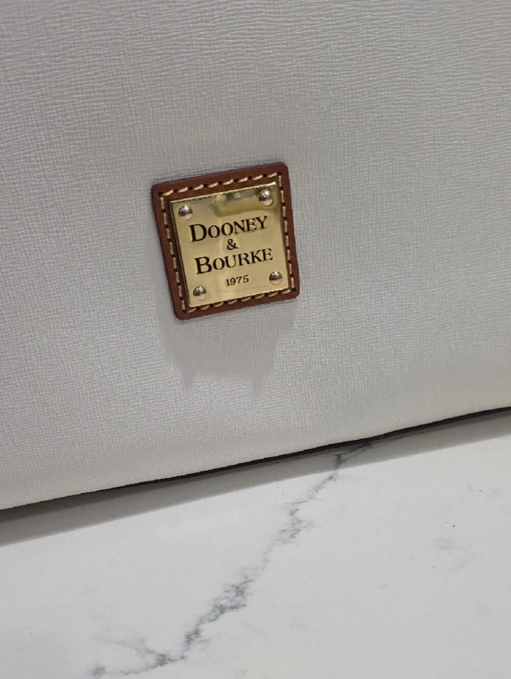 Dooney & Bourke White Tote with Brown Leather Handles